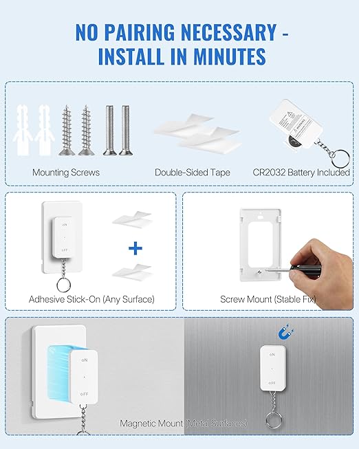 Remote Control Outlet, WILAWELS Wireless Light Switch - Image 7