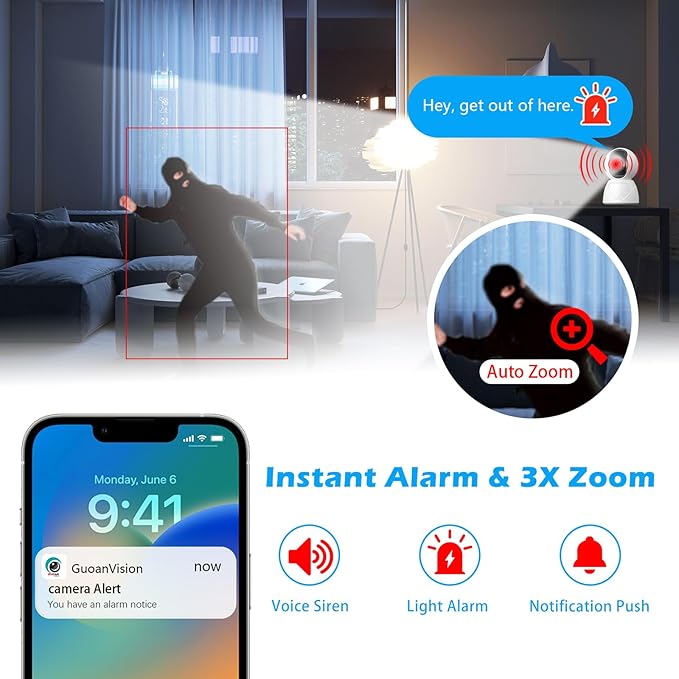 GUOANVISION 3MP Indoor Security Camera, 5G WiFi 360° Pan/Tilt Home Cameras - Image 2