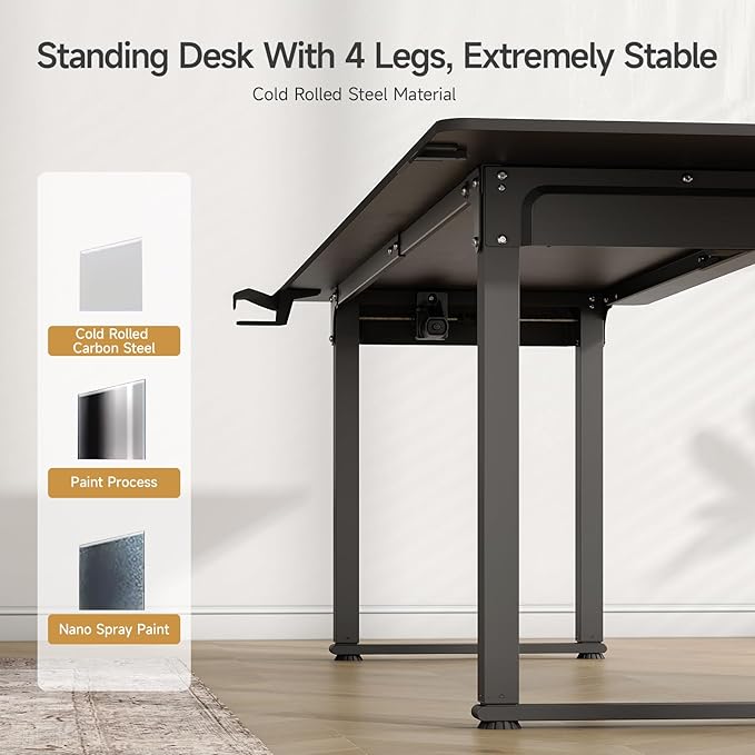 ONBRILL Standing Desk, 63x30 Inches Rectangle Stand Up Desk - Image 8