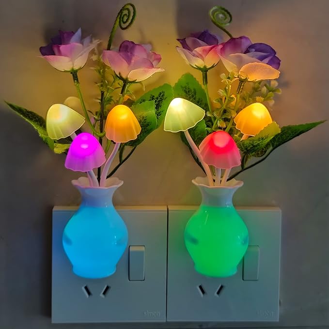 AUSAYE 3Pack Sensor Night Lights Plug into Wall Rose Flower Light, Led Lamp - Image 4