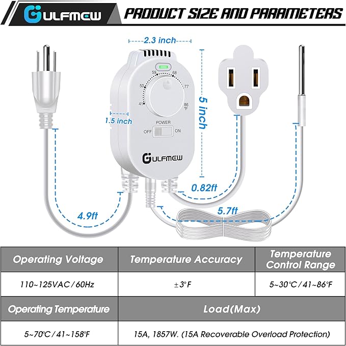 2 Pcs Plug in Thermostat for Heater, Thermostat Plug Outlet - Image 3