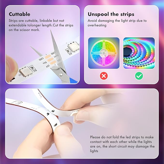 ATHONO 65.6ft Led Lights for Bedroom Music Sync Color Changing Led Strip Lights - Image 6