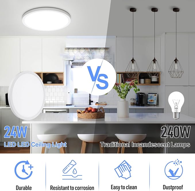 SunRider LED Flush Mount Ceiling Light Fixture, 5000K Daylight White, 12 Inch - Image 3