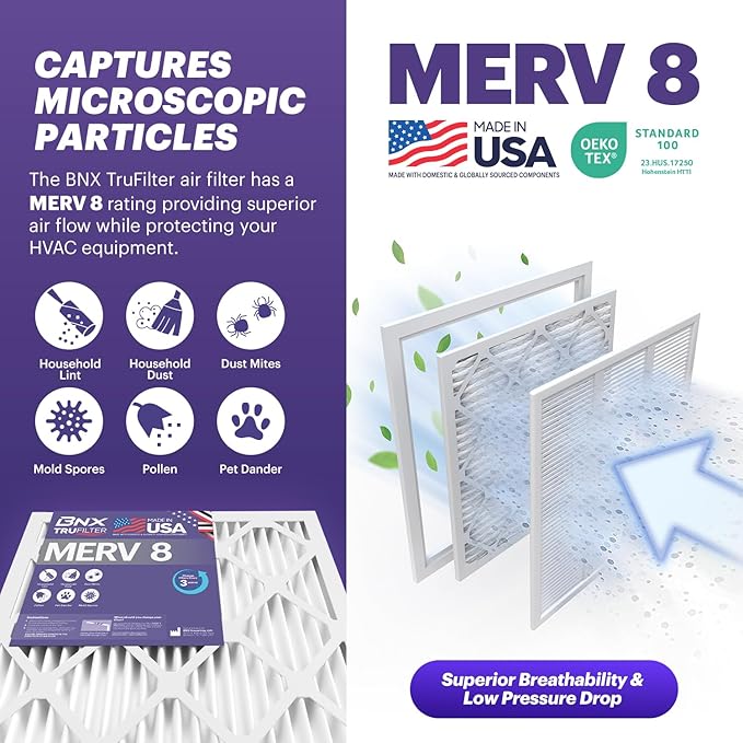 BNX TruFilter 20x30x1 Air Filter MERV 8 - Image 3