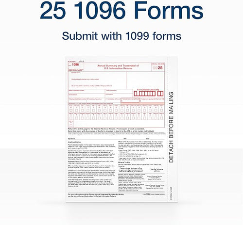 Adams 1096 Forms 2025, 1-Part Summary Transmittal Forms - Image 2