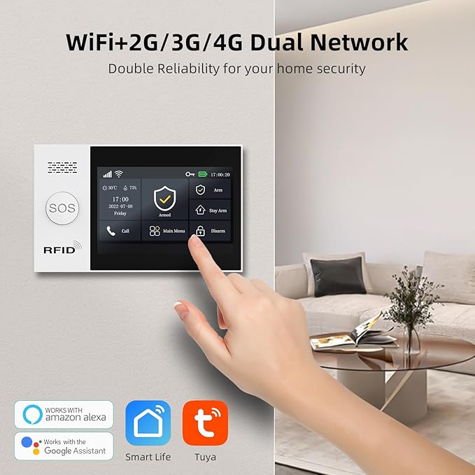 LWOHSI Alarm Systems with 4.3" Large Fulltouch Screen, 4G SMS/Tuya APP Alert - Image 3