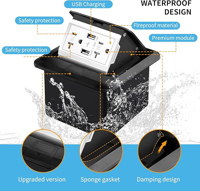 Vagueior Recessed Floor Electrical Outlet Kit, Waterproof Electrical Outlet - Image 3