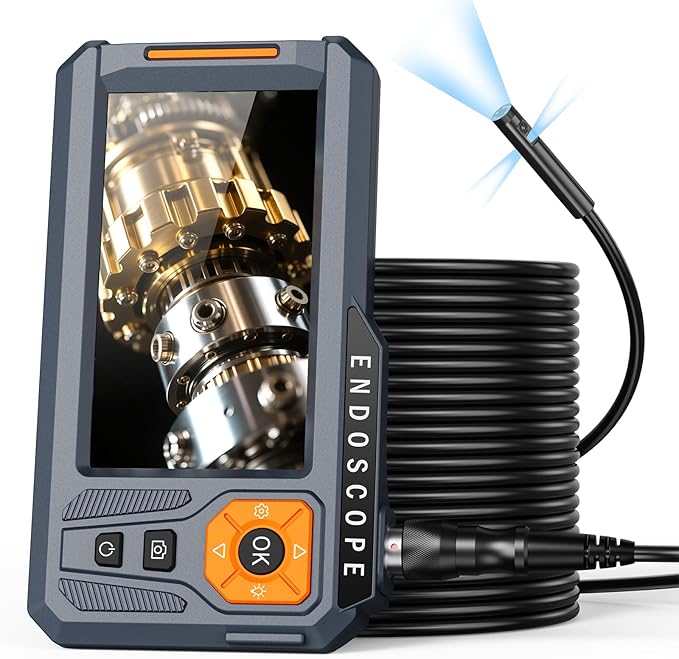 Triple Lens 5" IPS Borescope Inspection Camera, Ginocaco 1080P Digital Video by Unknown