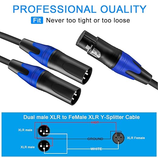 Seefeful XLR Splitter Cable, 1 Female to 2 Male Patch Y Cable Balanced - Image 4