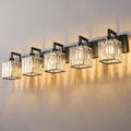 FDPBY Black Bathroom Light Fixture, 5-Light Crystal Vanity Lighting, Bathroom by FDPBY