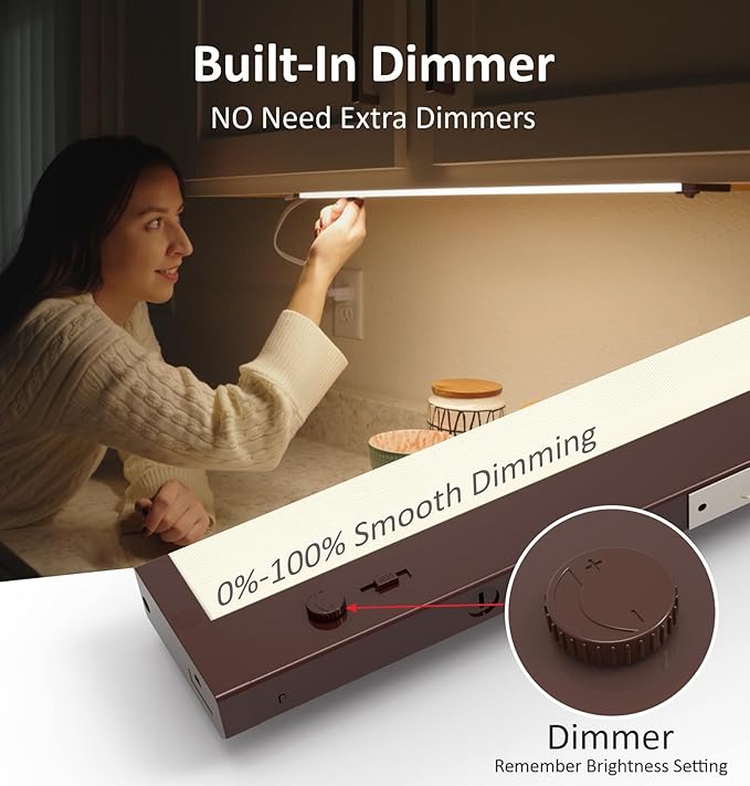 Leetdud Under Cabinet Lighting Plug in or Hardwired Built-in Dimmer, 40 Inch 20W - Image 2