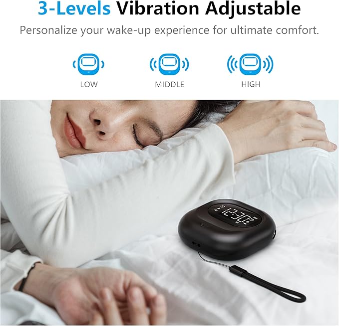 Mesqool Vibrating Alarm Clock for Heavy Sleepers, Battery Operated Rechargeable - Image 3