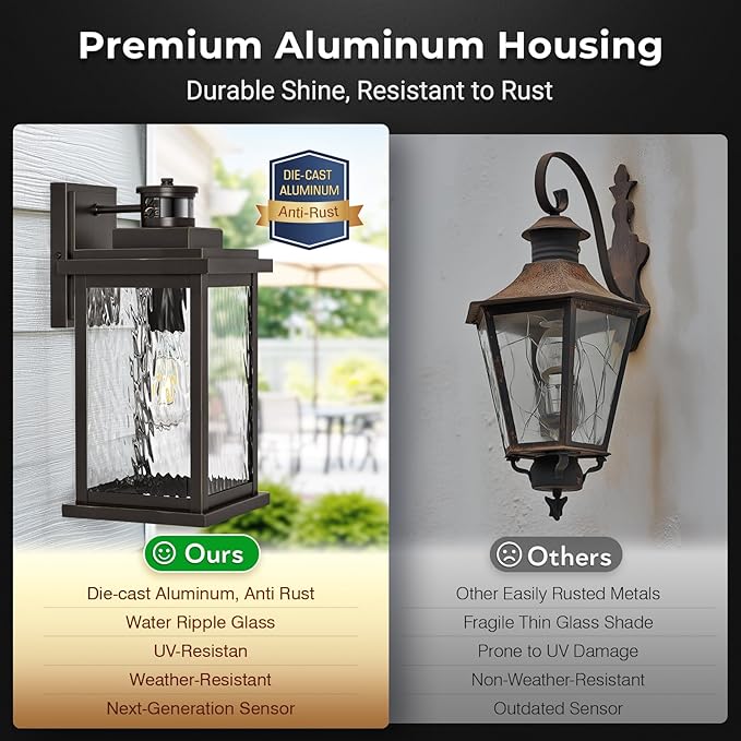 VIANIS Advanced Motion Sensor Light Outdoor, 2 Pack Large Bronze Exterior - Image 6