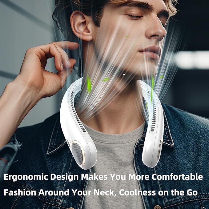 Portable Neck Fan, Hands Free Personal Wearable Bladeless Fan, 6000mAh USB - Image 7