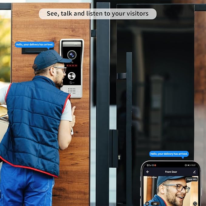 Video Doorbell Intercom System, 7 Inches Touch Screen Video Doorbell Door Phone - Image 3