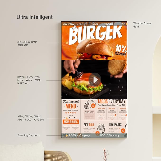 Canlarriz Digital Signage Display 43 inch Wall Mount Digital Menu Board - Image 3