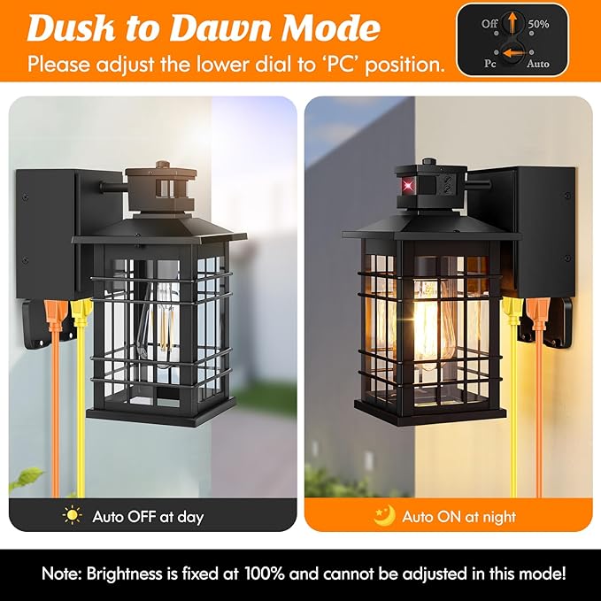2-Pack Porch Lights with GFCI Outlet, Motion Sensor Dusk to Dawn Waterproof - Image 5