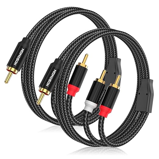 HOSONGIN RCA Y Splitter Cable, 1 Male to 2 Male Audio Cable, Noise-Free Durable by HOSONGIN