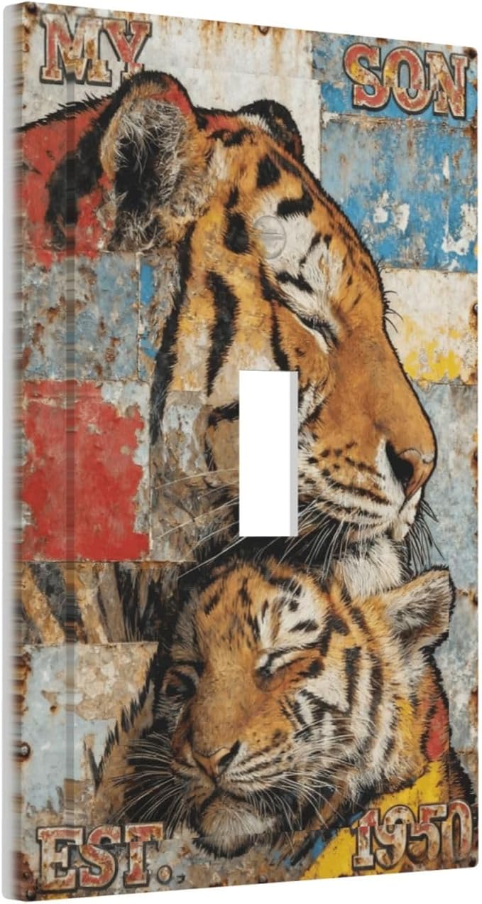 Bvtewkhz Tiger Vintage 1 Gang Single Toggle Decorative Outlet Covers Light - Image 2