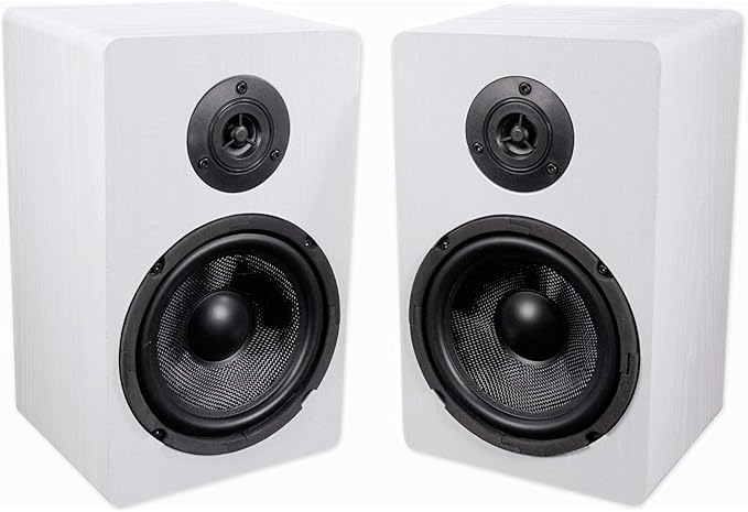 Rockville 2 RockShelf 68W 400w White 6.5" Home Theater Bookshelf Speakers/8 Ohm - Image 4
