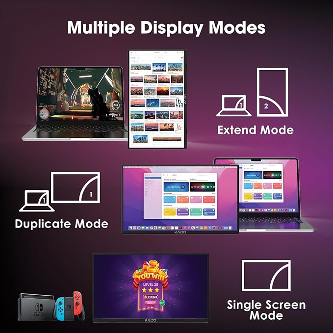 Kado Portable Monitor 15.6-inch FHD 1080p, 45W Reverse Charging Ultra-Slim - Image 4