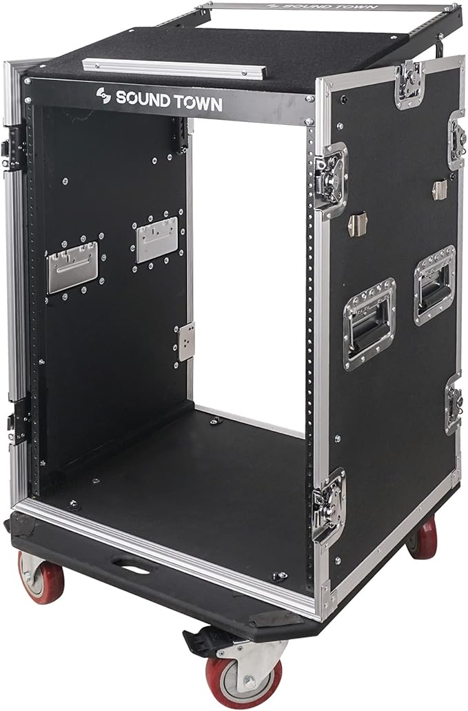 Sound Town Heavy-Duty 1/2" Plywood 16U PA DJ Pro Audio Rack/Road ATA Case - Image 3