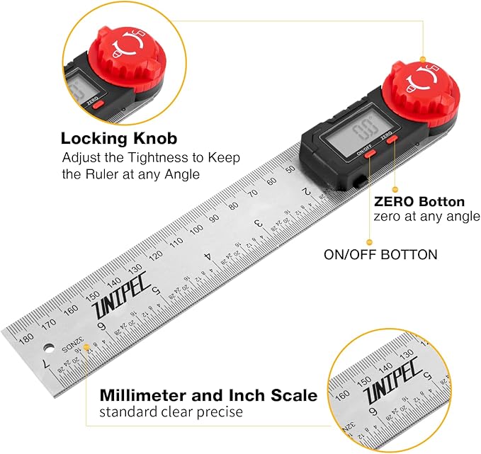 UNIPEC Digital Angle Finder Protractor, Angle Finder Ruler, Stainless steel - Image 2