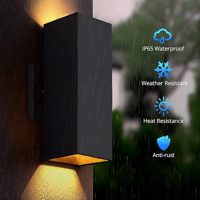 wowlite Outdoor Wall Lights Dusk to Dawn Sensor, 2700K Warm LED Up Down Sconce - Image 3