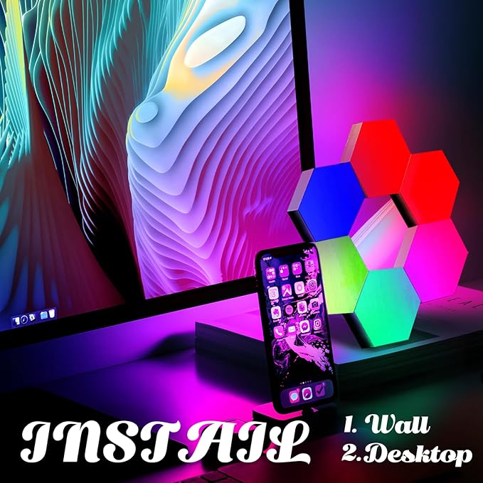 ODISTAR Hexagon Wall Light Panels- Smart APP RGB Hexagonal LED Modular Lights - Image 5