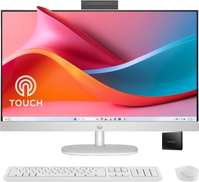 HP 27" FHD Touchscreen All-in-One Desktop Computer, 16GB DDR5 RAM 512GB SSD by HP