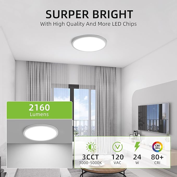 hykolity 12 Inch Selectable CCT LED Round Flat Panel Light, 24W - Image 2