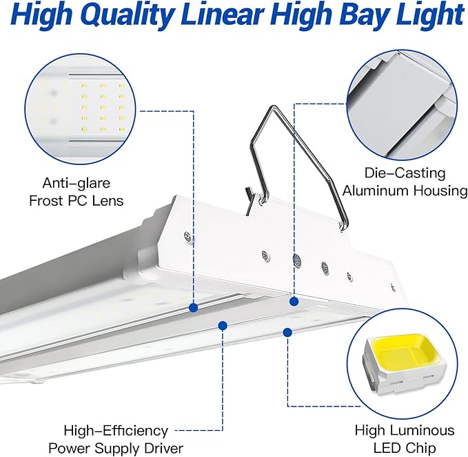 JTT LED Linear High Bay Light, 5000K Daylight 150W 21000LM 1.35FT Shop Light - Image 2