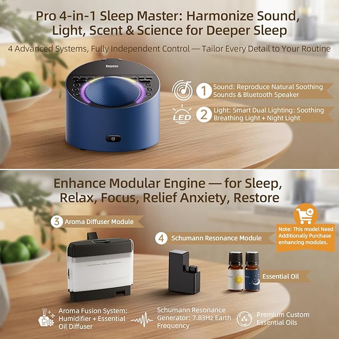 ANWOON Sound Machine & Night Light, Premium Metal Shell - Image 2