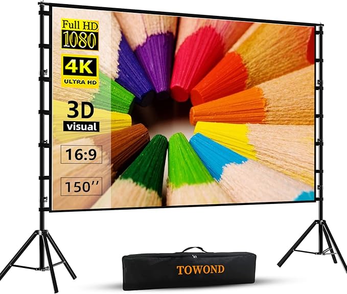 TOWOND Projector Screen and Stand, 150 inch Indoor Outdoor Projection Screen by TOWOND-JLFOfficial