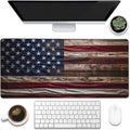 Eflxamz Large Gaming Mouse Pad for Desk, Wooden American Flag Desk Mat by Eflxamz