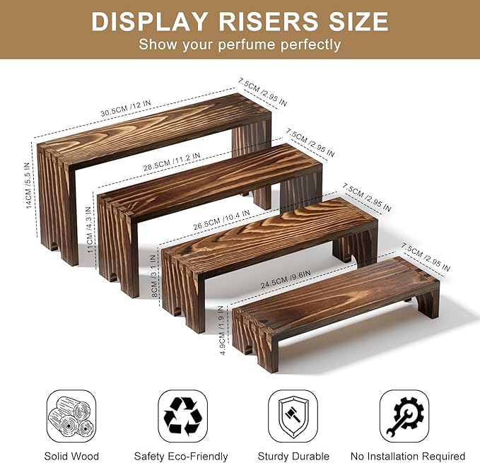 2 Set Large Wooden Tiered Risers Display Stands - Image 9