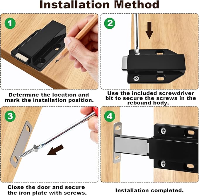 4 Pack Magnetic Push Latch ，Heavy Duty Magnetic Touch Latch，for Push to Open - Image 5