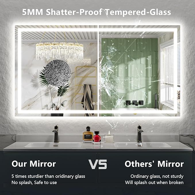 YEELAIT 68x36 Inch LED Bathroom Mirror - Image 6