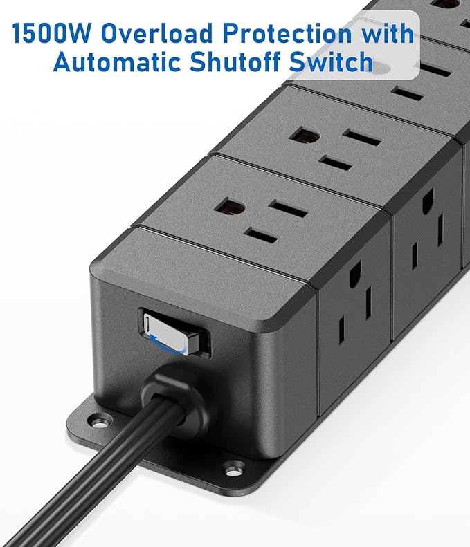 30W USB C Power Strip Surge Protector, 4 Side 12 Outlets Desk Power Strip - Image 5
