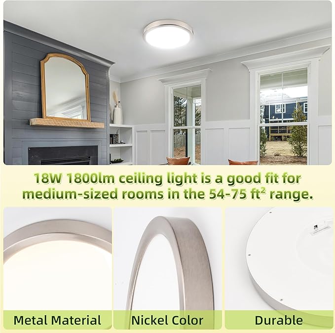 hykolity 9 Inch Selectable CCT LED Round Flat Panel Light, 18W 1800LM - Image 9