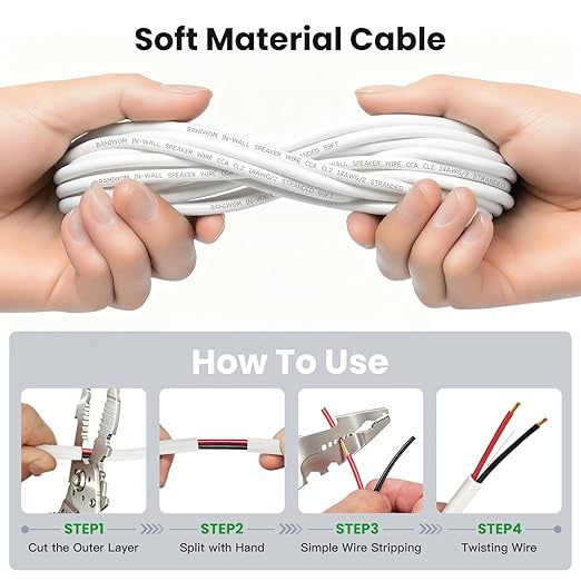 BAHIWOM Fire Safety CL2 Speaker Wire in-Wall & in-Ceiling 14 Gauge Wire 200 FT - Image 5
