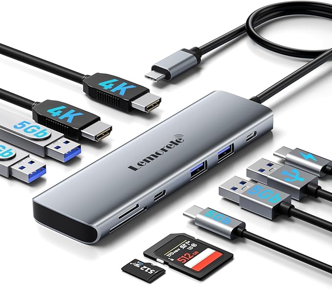 USB C Docking Station Dual Monitor, 10 in 1 USB C Hub by Lemorele