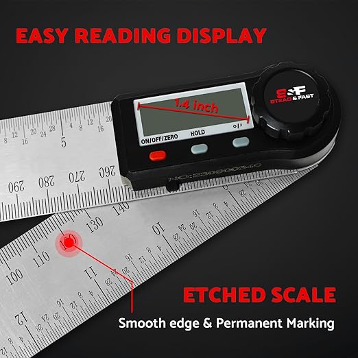 Digital Angle Finder Tool for Woodworking 7 inch / 200 mm, Stainless Steel - Image 3