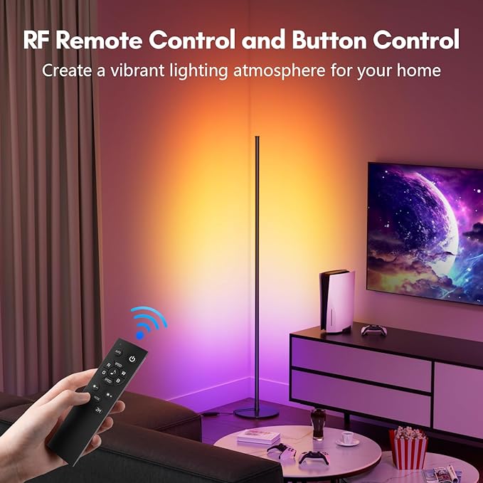 luckystyle Smart RGB+IC Corner Floor Lamp, Bright LED Tall Modern Floor Lamp - Image 3