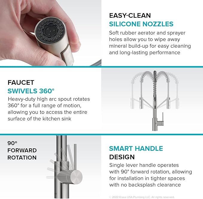 KRAUS Oletto Touchless Sensor Commercial Pull-Down Single Handle Kitchen Faucet - Image 13