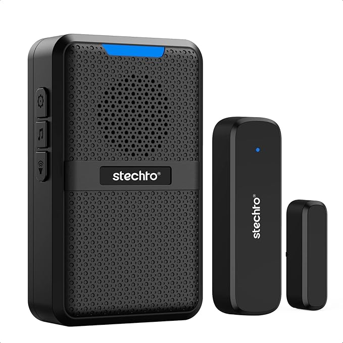 STECHRO Wireless Door Chime, 600Ft Range 5 Adjustable Volume 1 Magnetic Door by stechro