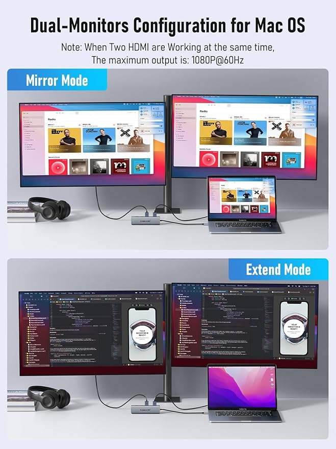 USB C Docking Station Dual Monitor, 10 in 1 USB C Hub - Image 4