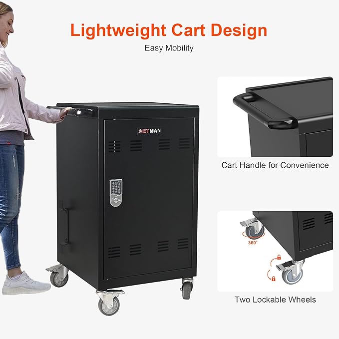 Aokleo Laptop Charging Cart, 32 Devices Tablet Storage Carts - Image 7
