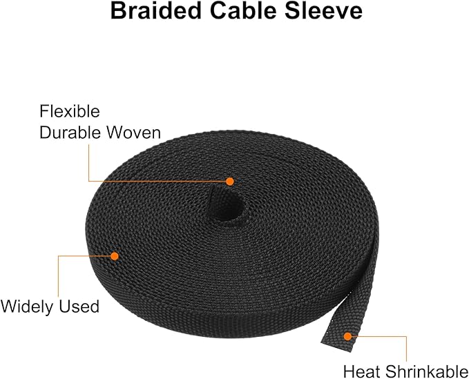 MECCANIXITY Braided Cable Sleeves Heat Shrinkable Fabric Sleeving, 1/4" 26ft - Image 4