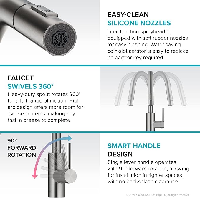 KRAUS Oletto Single Handle Pull Down Kitchen Faucet - Image 12